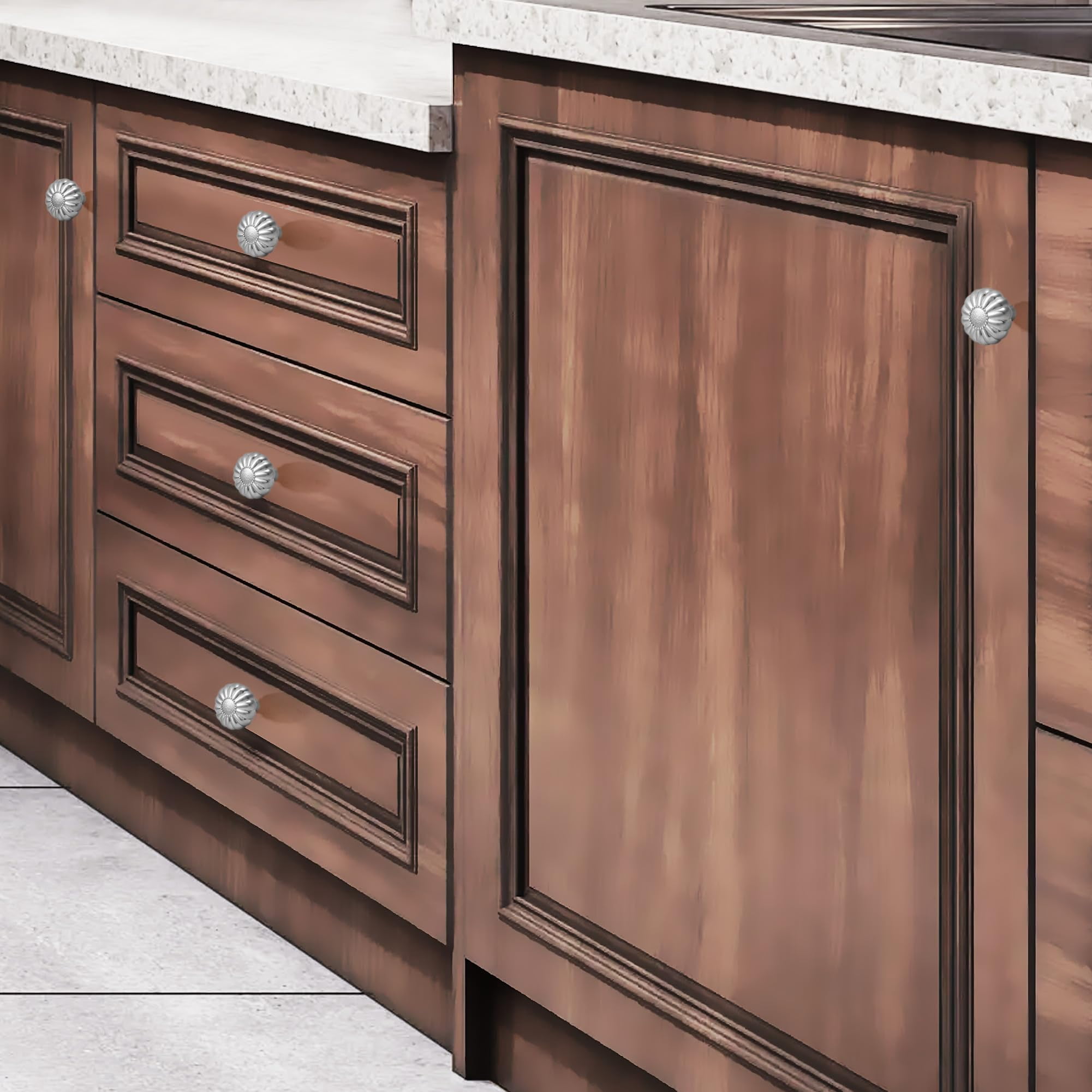 Crystal Cabinet Knobs Cabinets Knob, 8 Pack Flower Antique Brass Vintage Glass Clear Crystal Small Pull for Closet Dresser Drawers Cupboard,Retro Pulls Old Style Bronze Drawer Handle