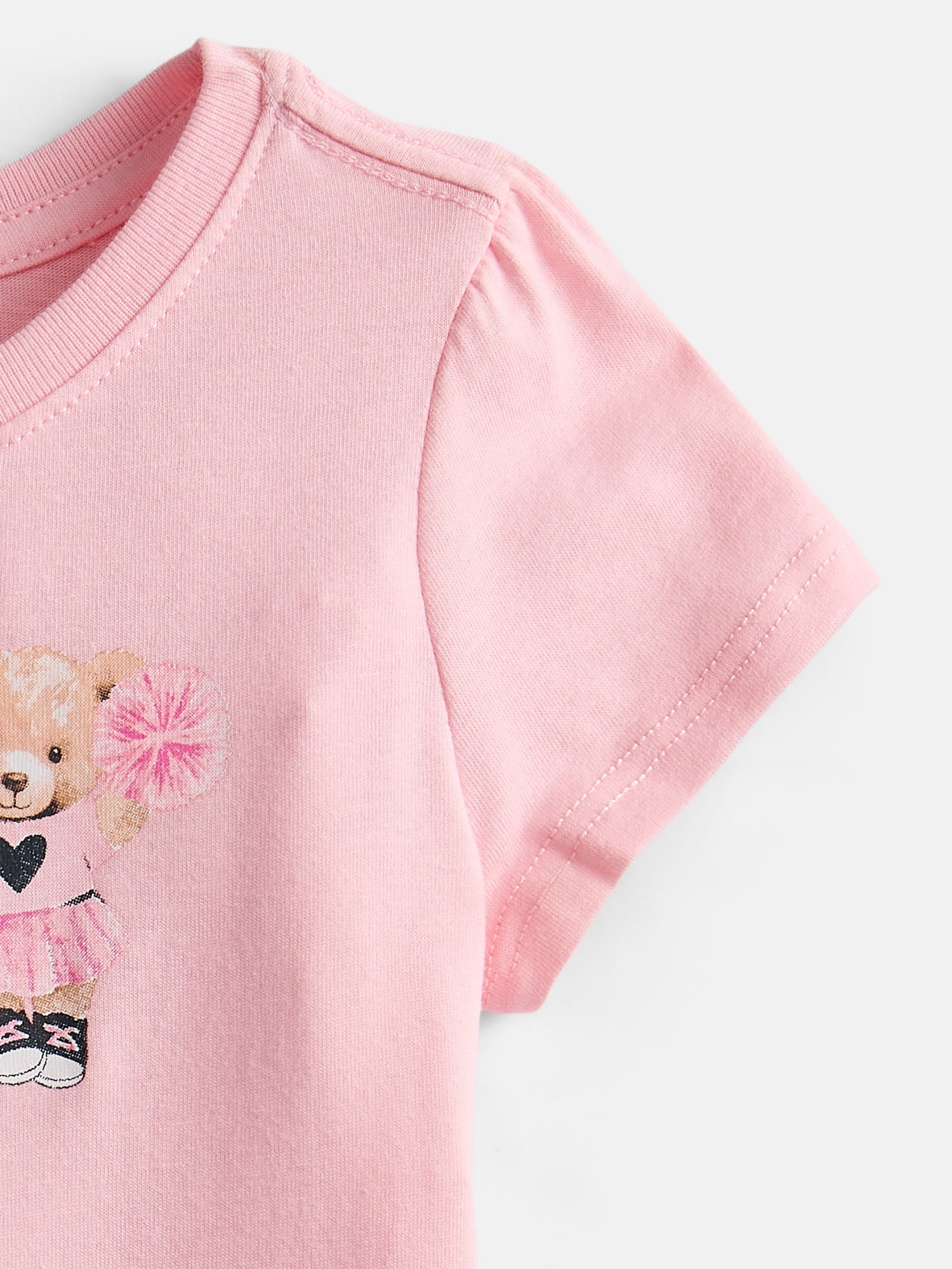 Wonder Nation Toddler Girls Graphic Tee with Short Puff Sleeves, Sizes 18M-5T