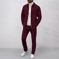 thumbnail image 2 of Ketyyh-chn99 Mens Tracksuits 2 Piece Men's Solid Color Zip Front Cardigan Jacket Trousers Set Size for M,Wine, 2 of 5