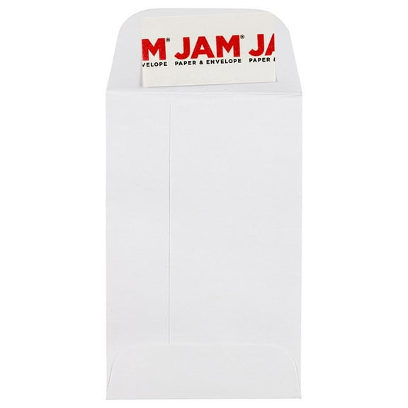 JAM Paper Coin Peel & Seal Envelopes, 2 1/4 x 3 1/2, White, 100 Per Pack