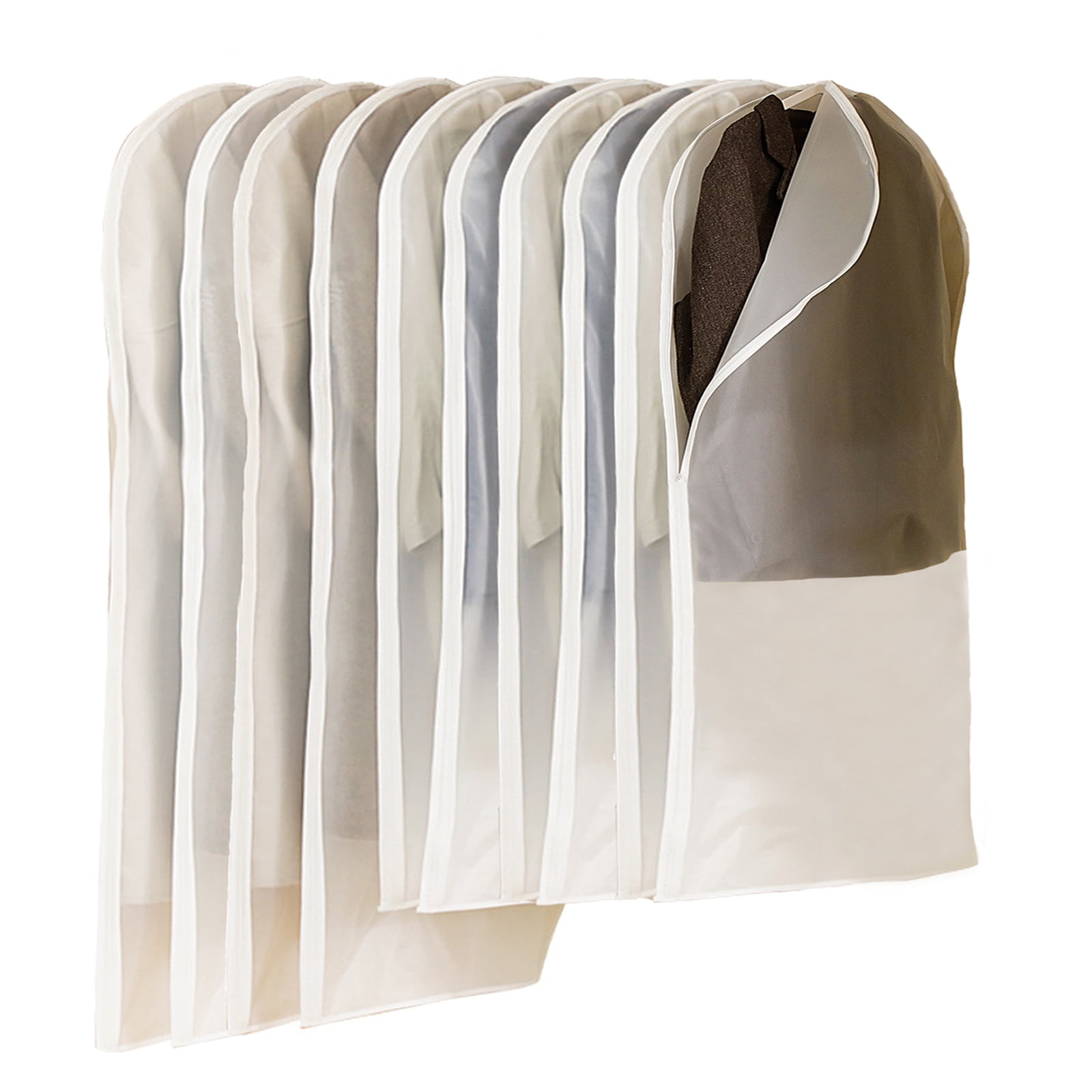10 Pack Garment Bags Clothes Covers, Moth Proof Garment Bag with Side