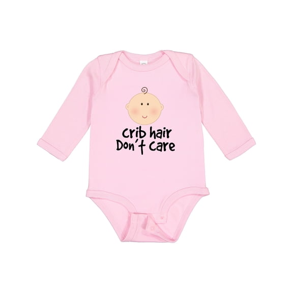 Inktastic Crib Hair Dont Care Funny Baby Clothes Boys or Girls Long Sleeve Baby Bodysuit