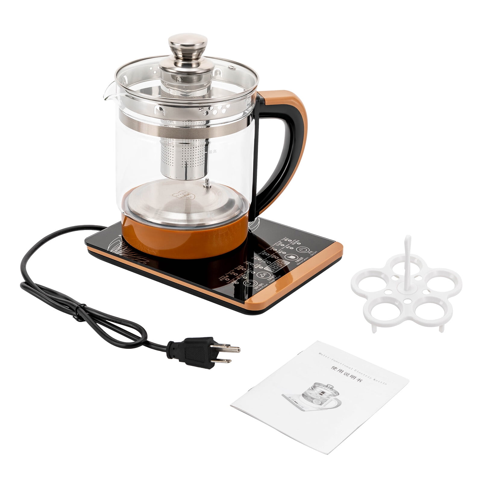FOGGBET 1.8L Electric Tea Kettle Hot Water Boiler Pot with Filter & Digital Heating Base 800W 110V