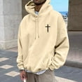 thumbnail image 5 of LEKDFST Christian Hoodies for Men Inspirational God Sweatshirts Faith Jesus Hoodie Vintage Bible Verse Graphic Pullover Beige L, 5 of 8