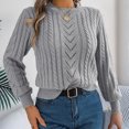 thumbnail image 6 of Women's Long Sleeve Shirt Cable Knit Long Sleeves Crew Neck Soft Casual Pullover Sweaters, 6 of 7