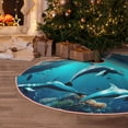 thumbnail image 5 of Xecao Hawaiian Ship Dolphin Pattern Christmas Tree Skirt Holiday Part Decorations for Christmas Tree, Farmhouse Christmas Decor Xmas Holiday Home Party Decorations-48", 5 of 6