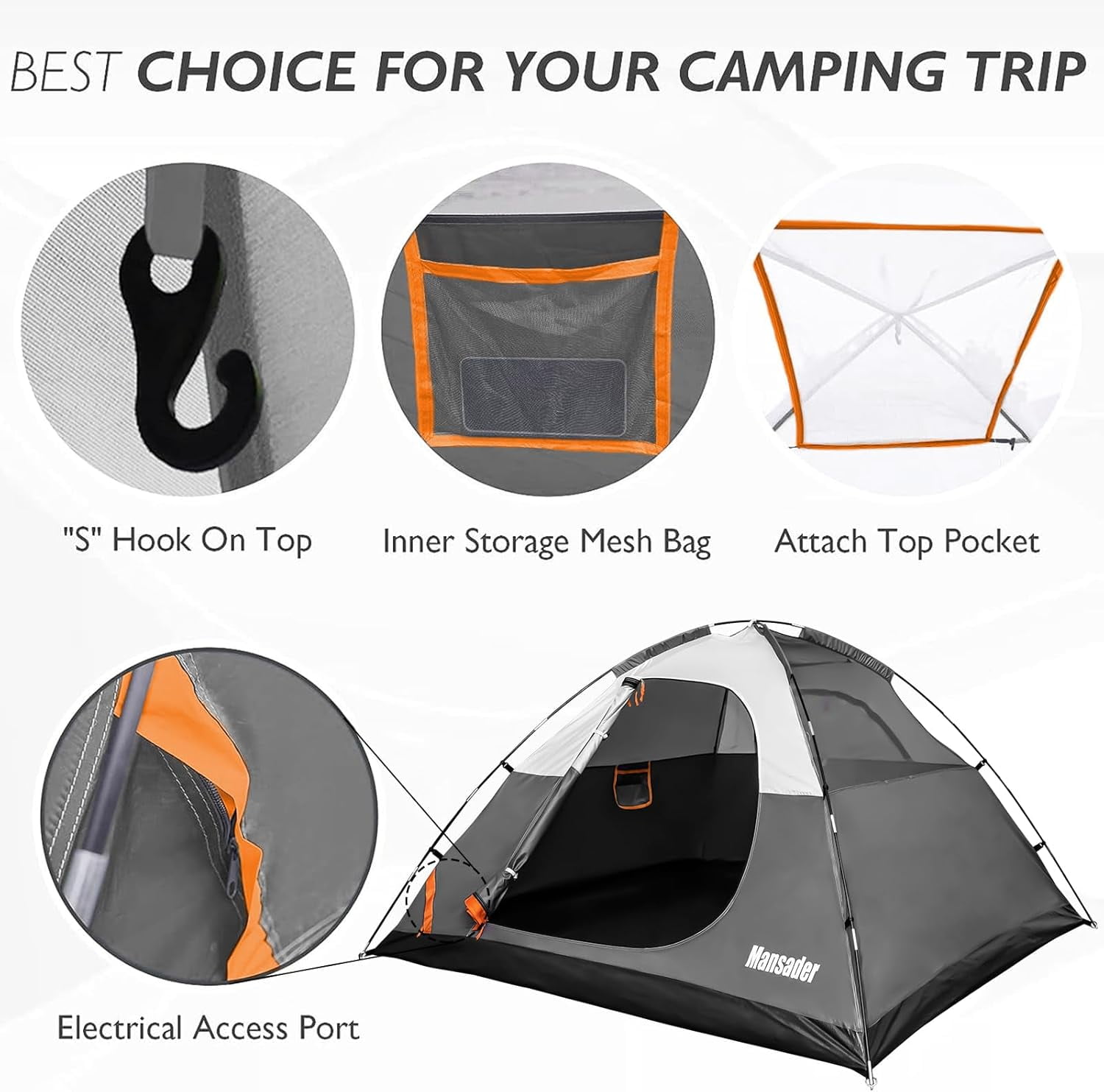 Camping Tent,Waterproof 4 Person Tents for Camping, Lightweight Easy Set Up Outdoor Hiking Tent with Carry Bag, Suit for Family Beach Hiking Travel