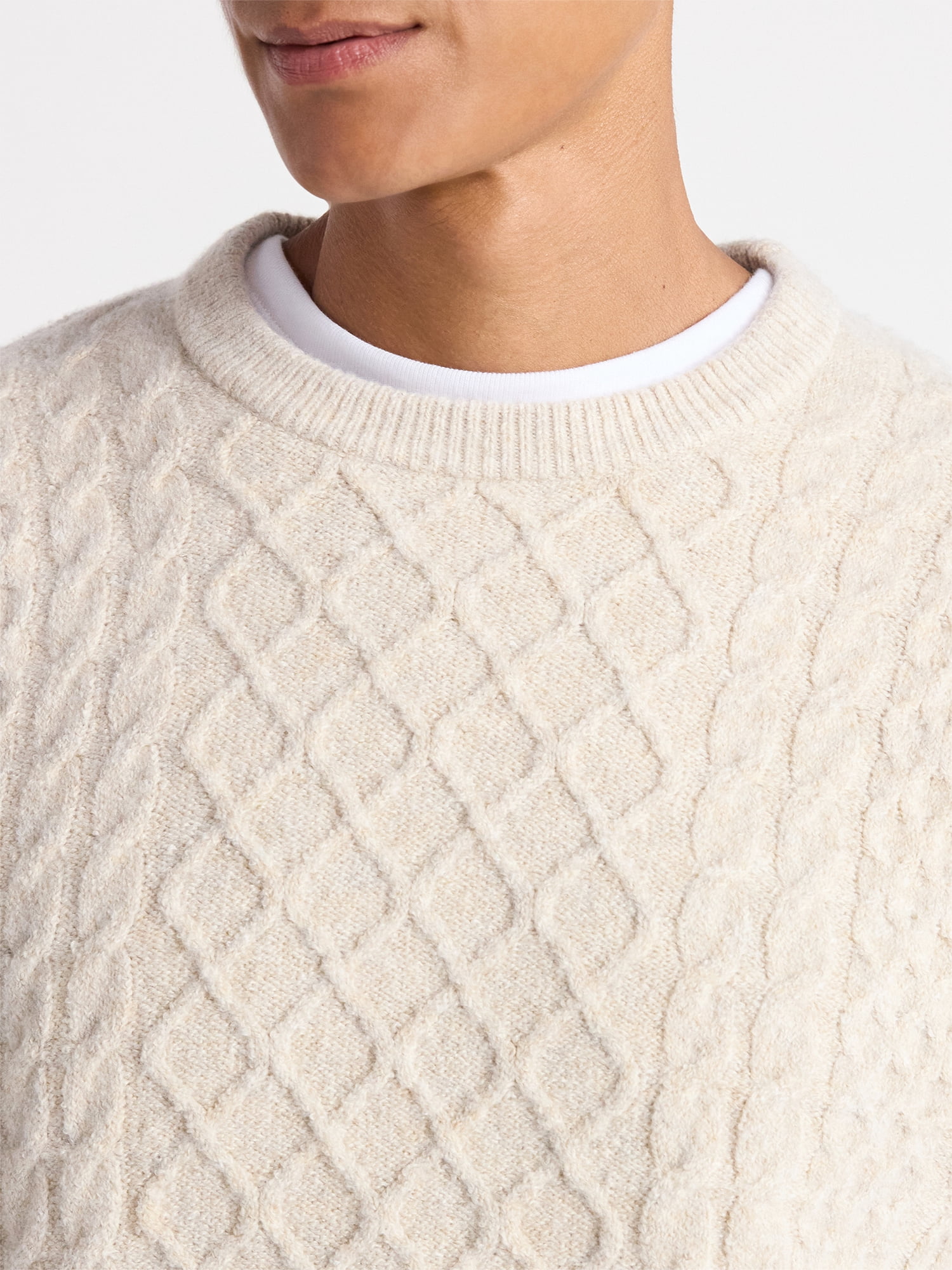 Free Assembly Mixed Cable Knit Pullover Sweater, Sizes XS-3XL