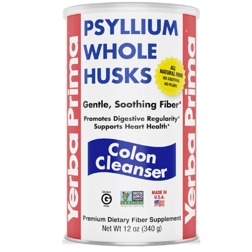 Yerba Prima Psyllium Whole Husks, Colon Cleanser 12 oz - All Natural Dietary Fiber, Pure Premium Psyllium, Lab-Tested Non-GMO, Gluten-Free Fiber