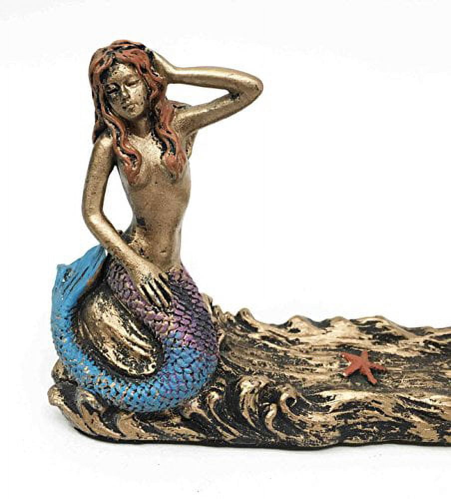 Beautiful Ocean Mermaid Sun Bathing Candle Incense Burner Holder Figurine Statue