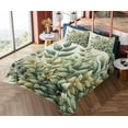 thumbnail image 4 of Ambesonne Eucalyptus Leaves Fitted & Top Sheet Set with Shams, Bold Branches, Laurel Green Eggshell, 4 of 5