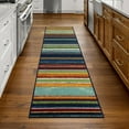 thumbnail image 2 of Ottomanson Striped Kitchen Runner Rug 1'10" x 7' - Non Slip Low Pile Carpet, Multicolor, 2 of 14