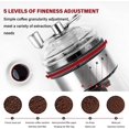 thumbnail image 4 of Molinillo de café manual de acero inoxidable y vidrio, fresa de cerámica ajustable, 5 niveles precisos, con cuchara y cepillo | Disfrute de café recién molido en cualquier momento y en cualquier lugar Afortunado Sencillez, 4 of 5