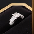 thumbnail image 4 of Bow Jewelry 14K White Gold Plated 1.77 Ct Emerald Cut Ring - Stunning Multi Stone Wedding Ring Gift for Women - Elegant Designer Party Wear Jewelry - Celebrate Love with This Valentine Proposal Ring, 4 of 8