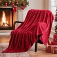 thumbnail image 4 of Aisbo Brushed Flannel Blanket Red Throw, Super Soft and Cozy Blankets All Season Use, 4 of 10