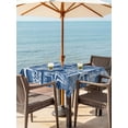 thumbnail image 3 of Outdoor Tablecloths with Umbrella Hole & Zipper, Navy Blue Coastal 60x60 Inch Square Tablecloths, Summer Beach Nautical Starfish Coral Vintage Waterproof Table Cloth, Patio/Pool/Picnic Table Covers, 3 of 8
