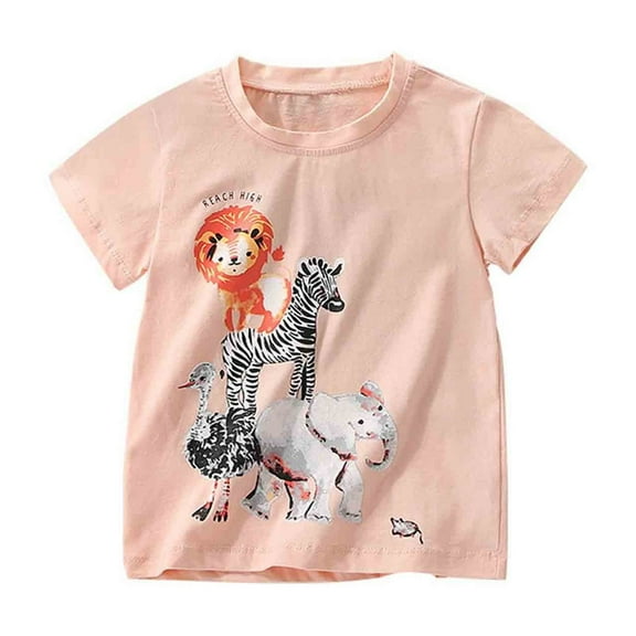Boys Animal Print T Shirts Summer Short Sleeve Casual Tops For Toddler Classic Dailywear 5-6 Years
