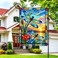 thumbnail image 5 of Dragonfly Stained Glass Garden Flag 12x18 Inch, Outside Flag Double Sided Butterfly Floral Outdoor Yard Flag with LED Lights, Polyester Lawn Patio Decor, 5 of 7