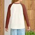 thumbnail image 3 of Girls Long Sleeve Raglan Crewneck Casual Pullover Top Soft Lightweight Youth Basic Tee Comfortable Fit, 3 of 5