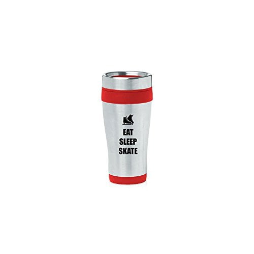 Red 16oz Insulated Stainless Steel Travel Mug Z1840 Eat Sleep Skate Ice Skates,MIP by
