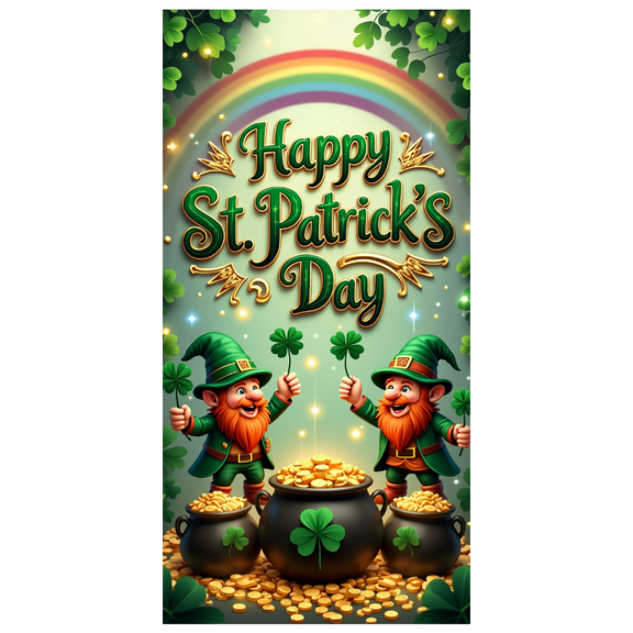 LUUFILx St Patricks Day Leprechaun Backdrop Rainbow Celebration Gold Coin Festival Banner Shamrock Party Supplies Photography Props Decoration Background