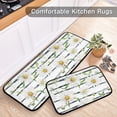 thumbnail image 6 of Dailycode 2 Pcs Kitchen Rug Set Non Slip Absorbent Soft Floor Mats for Kitchen Bathroom Daisy Flower on Black White Stripes 19.7"x27.6"+19.7"x47.2", 6 of 7