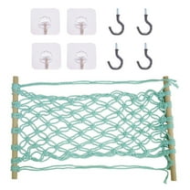 DELESYS Fruit Hammock for Kitchen Under Cabinet Fruit Basket Hanging Handwoven Cotton Macrame Basket Boho Decor Storage Save Counter Space for Home Camper RV, 30x50cm (Mint Green)