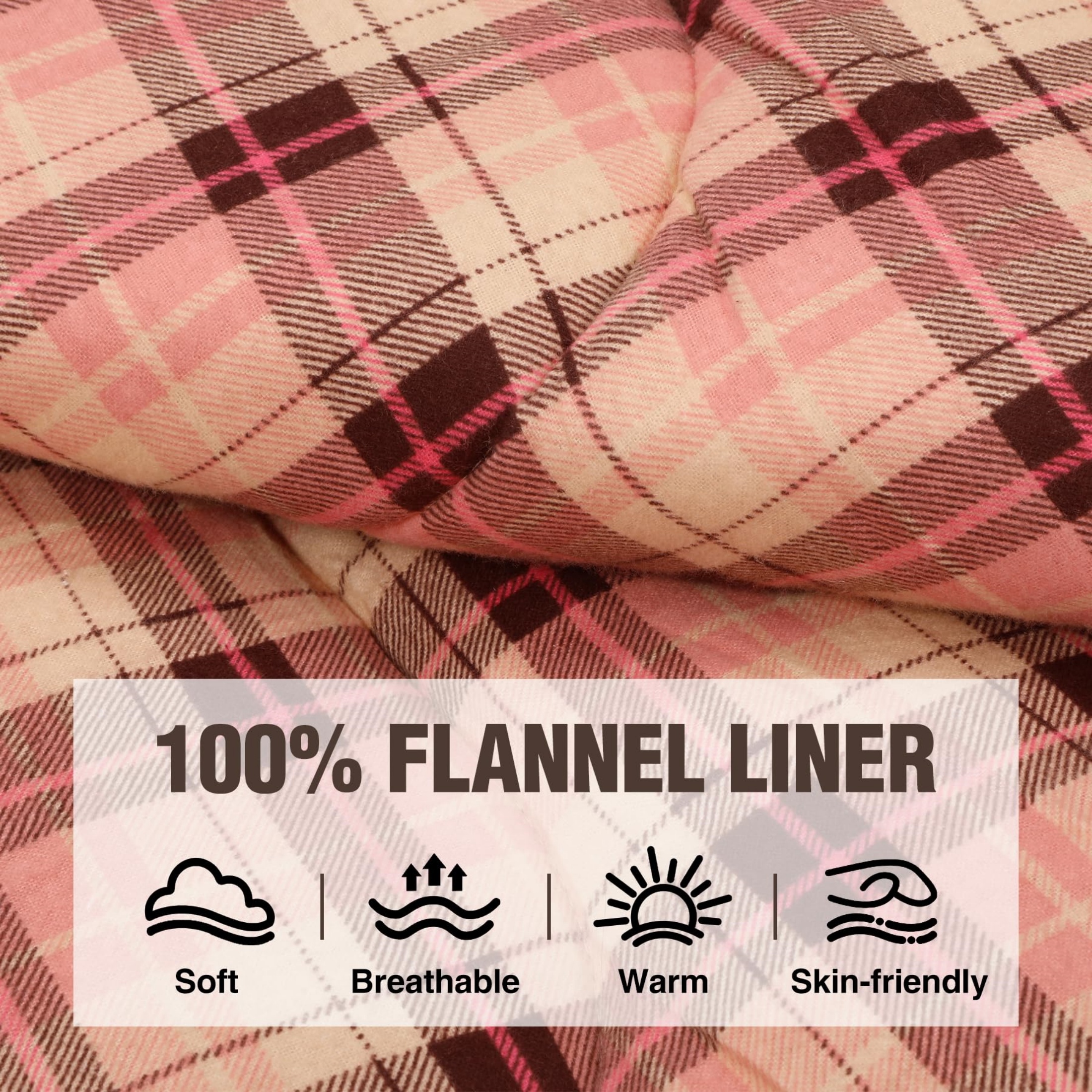 RedSwing Cotton Flannel Sleeping Bags, Weatherproof Sleep Bag for Camping Hiking Backpacking, 41℉-59℉