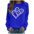 thumbnail image 2 of Fartey Chandail en Molleton de la Saint-Valentin pour Femmes en Liquidation Mode Mignon Imprimé Cœur Col Rond Chandail Décontracté Ample Manches Longues Chandails en Molleton de la Saint-Valentin 2025 Bleu, 2 of 4