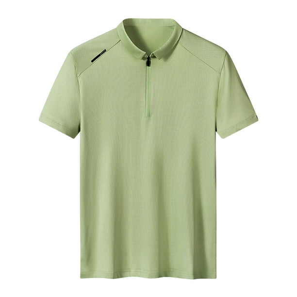 Camisas de Manga Corta de los Hombres Blusa Deportiva Seca Rápidamente con Cuello Girable, Blusa de Manga Corta de Poliéster Casual