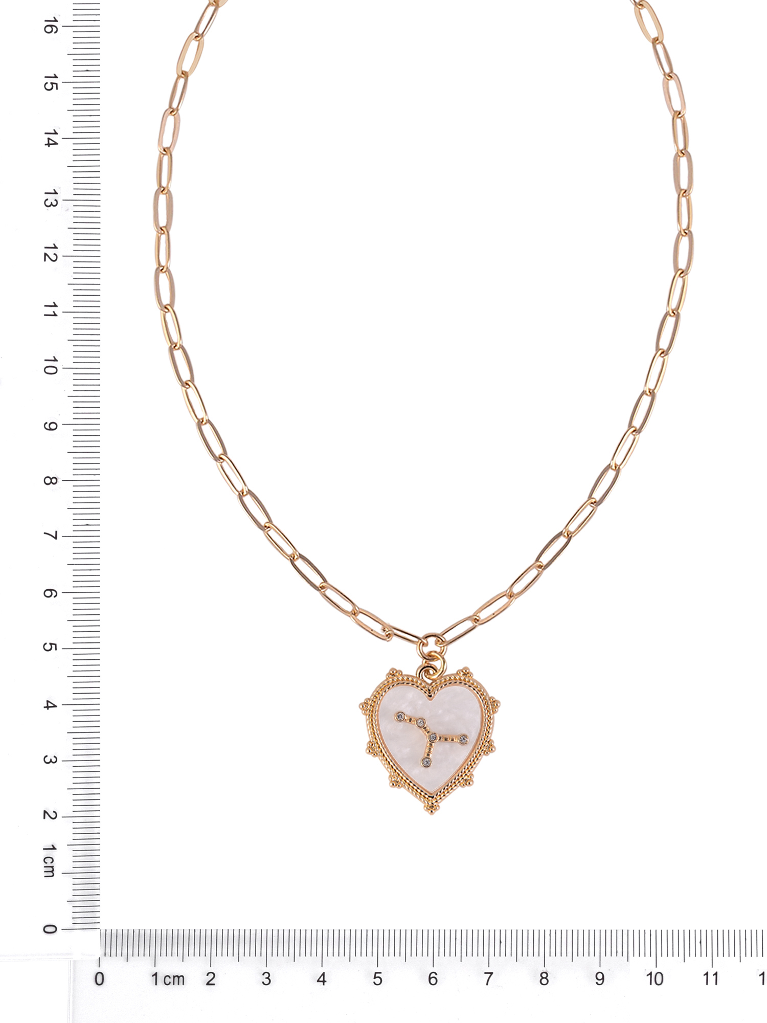 Time and Tru Women's Oval Link Chain Heart with Stone and Inset Constellation "Cancer" Goldtone Reversible Necklace