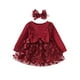 thumbnail image 1 of Odeerbi Niñas Rib Knit Mariposa Tul Vestido Primavera Otoño Manga Larga Gran Lazo Princesa Vestidos Encaje Bordado Malla Vestido, 1 of 9