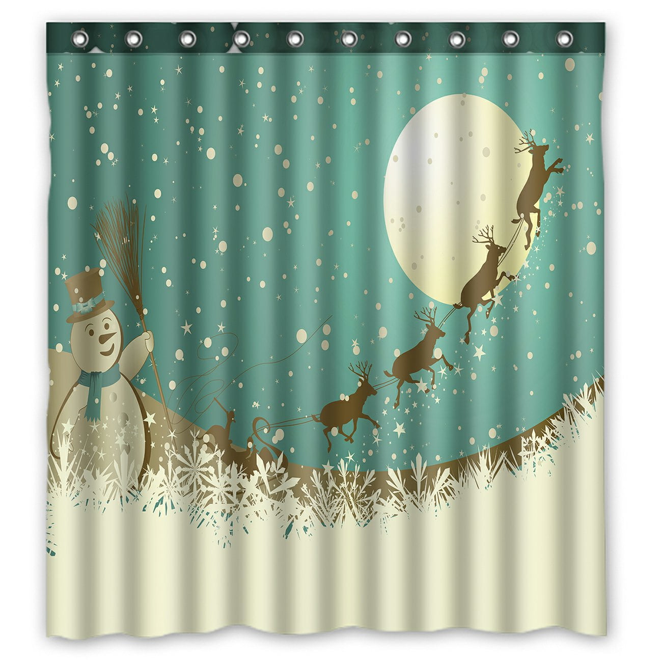 PHFZK Christmas Theme Shower Curtain, Winter Holiday Merry Christmas