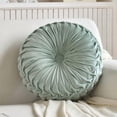 thumbnail image 6 of Round Throw Pillow Velvet Home Decoration Pleated Round Pillow Cushion for Couch Chair Bed Car Light Green, 6 of 6
