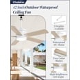 thumbnail image 3 of Ventilador de techo Fanbulous 42" para exteriores, impermeable IP65 con luz, 3 of 9