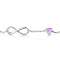 thumbnail image 3 of Gem Stone King 925 Sterling Silver Infinity Bracelet for Women with Heart Simulated Opal and Moissanite (0.88 Cttw, Box Chain Fully Adjustable up to 9 inch), 3 of 6