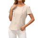thumbnail image 1 of Qarigey Mujer Camiseta Verano Cuello Manga Corta Volantes Casual Top Suelto Prendas para la parte del cuerpo albaricoque M, 1 of 6