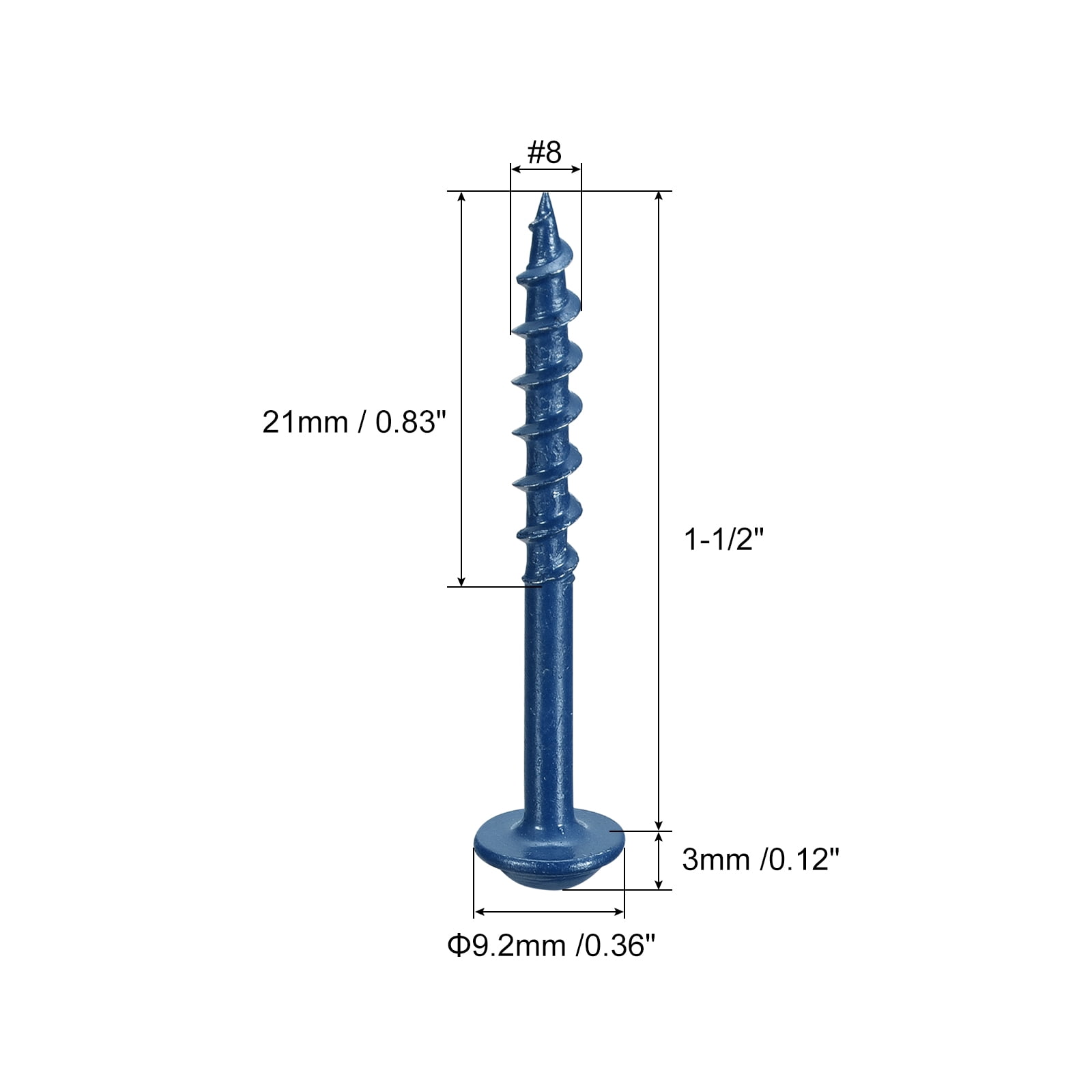 #8x1-1/2" Pocket Hole Screws, 150 Pack Square Drive Self Tapping Wood Screws, Blue