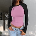 thumbnail image 2 of Long Sleeve Shirts For Women d Shirt Autumn Slim Stretch Color Matching Slight Top Womens Long Sleeve Tops, 2 of 4