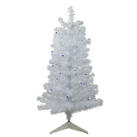Northlight Pre-Lit Medium White Iridescent Pine Artificial Christmas Tree - 3' - Blue Lights