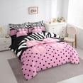 thumbnail image 3 of Castle Fairy Pink Bow Twin Bedding Sets,Black Polka Dots Bedding Comforter Set, 3 of 8