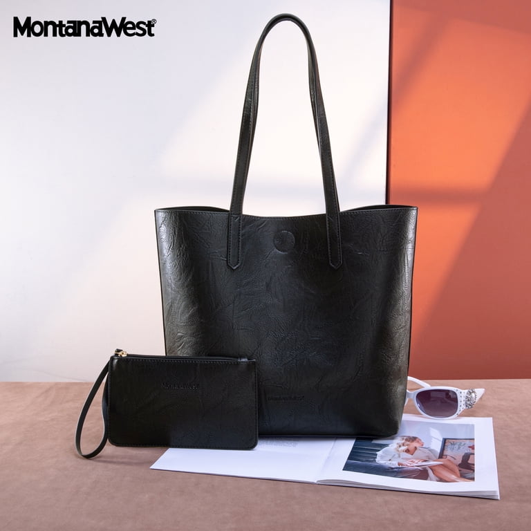 Montana West Soft Hobo Tote Bag with Top Handle, Black photo 7