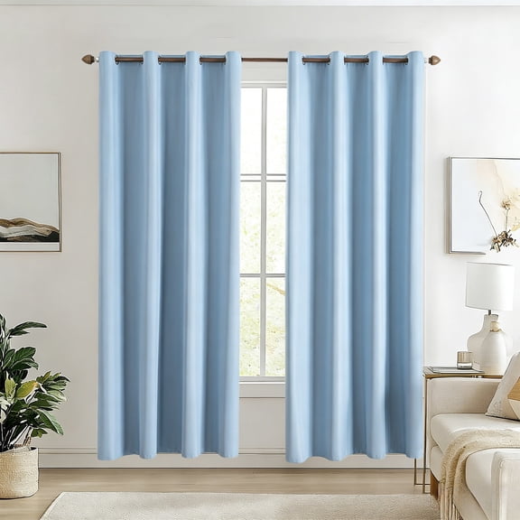 Cadancy Blackout Curtains Thermal Insulated Window Drape Panel with Grommet Top Room Darkening Light Blocking Shade for Bedroom Living Room Solid Color Home Decor