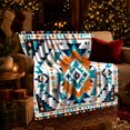 thumbnail image 3 of Desert Diamond Sofa Scene, Rustic Boho Geometric Folk Art Style for Pattern Lovers, Orange Turquoise Border Theme and Housewarming Gift, Cozy Flannel Blanket for Living Room Bedroom, Home Decor, 3 of 9