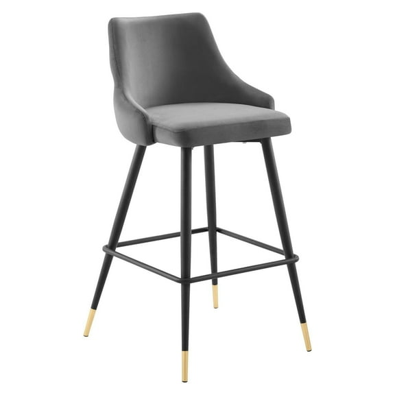 Adorn Performance Velvet Bar Stool, Gray