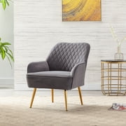Modern Soft Velvet Ergonomics Accent Chair With Gold Legs And Adjustable Legs For Indoor Home-grey