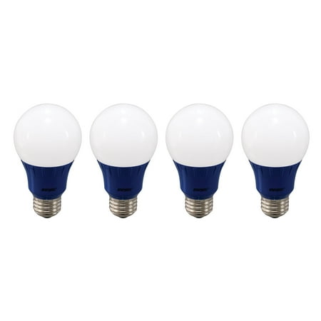 A19 Shape - Energetic LED Color Light Bulbs, 3W (40W Equivalent), Blue, A19 Shape, E26 Base, UL Listed, 4-count