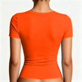 thumbnail image 7 of Womens Basic V Neck Short Sleeve Spring T Shirts Slim Fit Crop Y2k Tee Summer Gym Workout Cute Top Orange M, 7 of 7