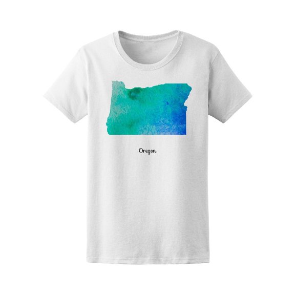 Watercolor Blue Oregon Map Tee Women's -Image by Shutterstock