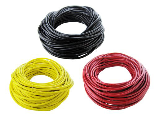 28 AWG Silicone Wire Spool Fine Strand Tinned Copper 25' each Red Yellow Black 